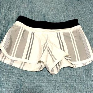 Lululemon White Striped Turbo Shorts